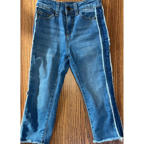 Joe's Jeans Other - Joes Jeans Girls Size 7 Blue Denim Frayed Side Stripe Slim Jeans *see note*